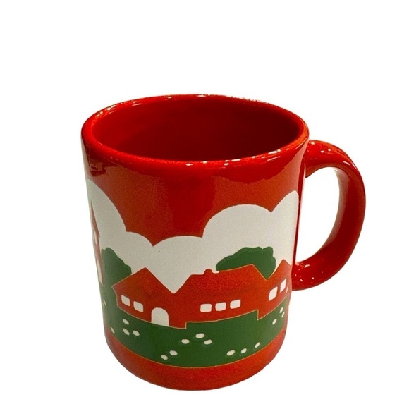 Waechtersbach West Germany Vintage Red Ceramic Village Scene Coffee Tea Mug - Picture 5 of 5
